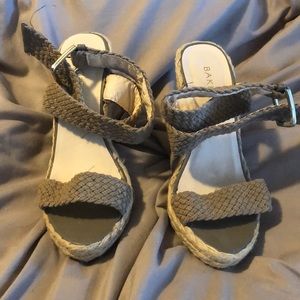 Olive green strappy wedge